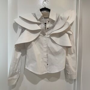 White Ruffled Women's Top